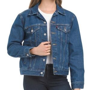 Levi's NWT Sz L Indigo Ex Boyfriend Trucker Denim Jean Jacket